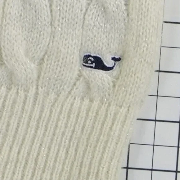 Vineyard Vines Sweater Women's Size XS Ivory Cable Knit Metallic Crew Neck - Picture 4 of 8